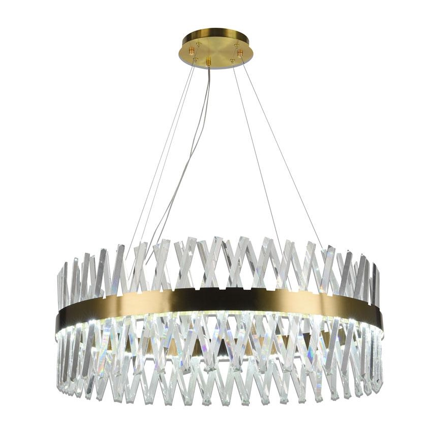 LED krystalpendel dæmpbar LED/110W/230V 3000-6500K guldfarvet + fjernbetjening