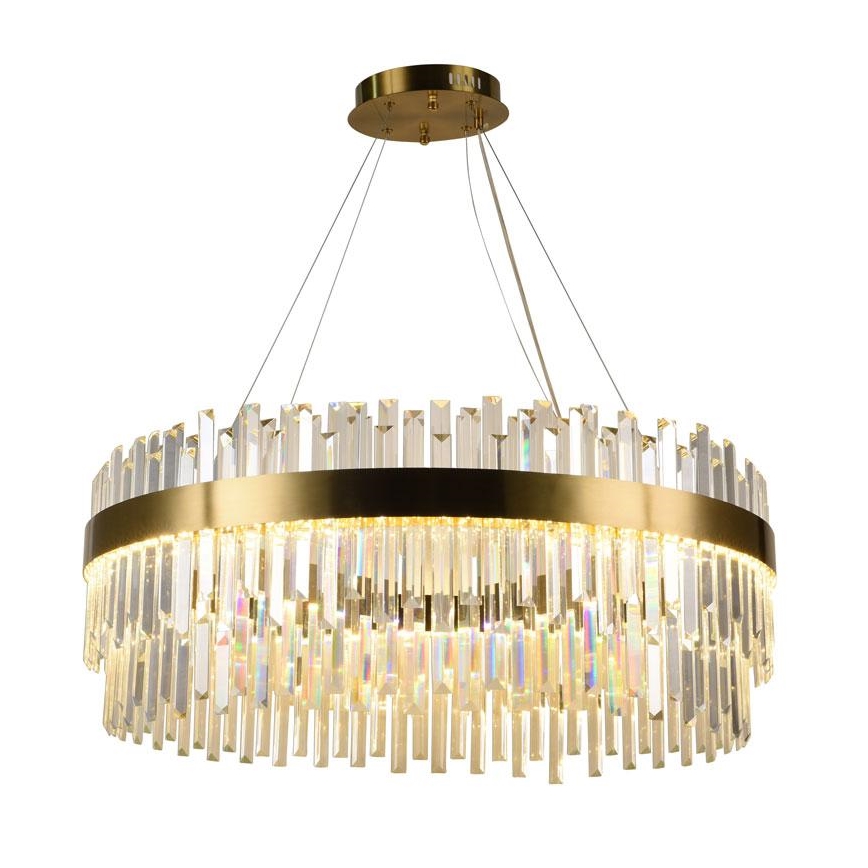 LED krystalpendel dæmpbar LED/110W/230V 3000-6500K guldfarvet + fjernbetjening