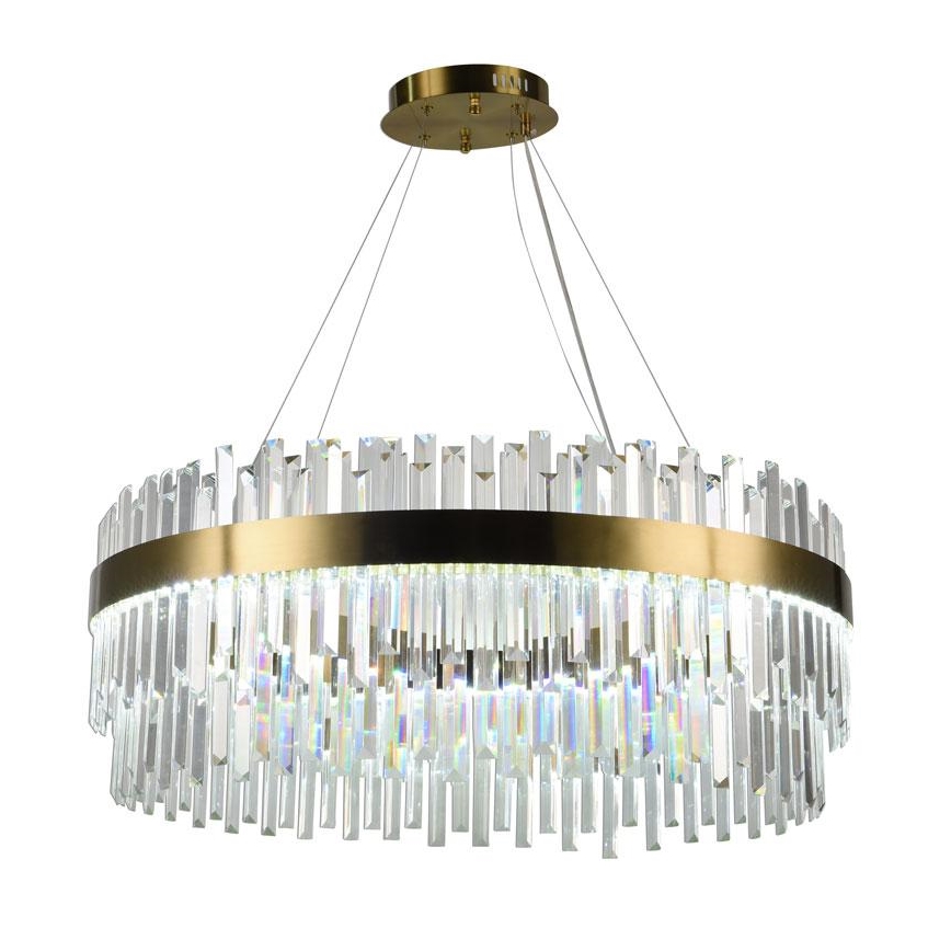 LED krystalpendel dæmpbar LED/110W/230V 3000-6500K guldfarvet + fjernbetjening