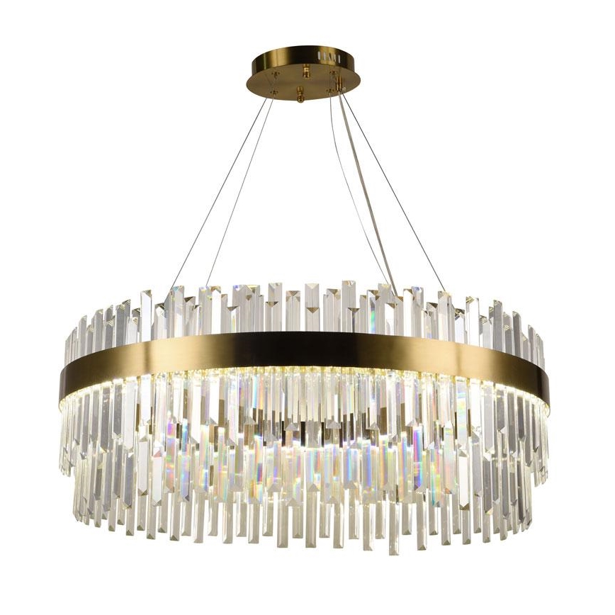 LED krystalpendel dæmpbar LED/110W/230V 3000-6500K guldfarvet + fjernbetjening