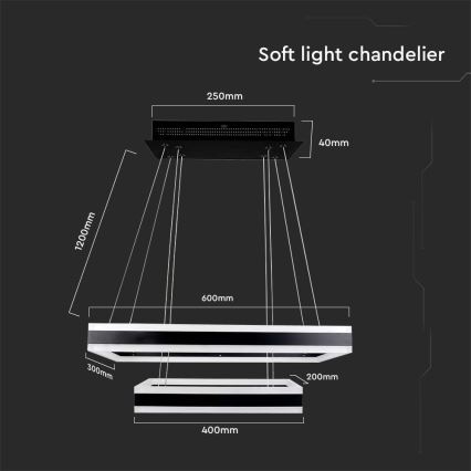 LED pendel dæmpbar LED/113W/230V 3000K sort