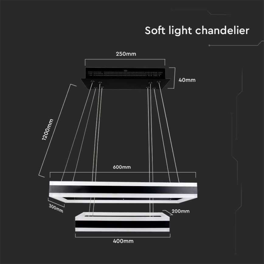 LED pendel dæmpbar LED/113W/230V 3000K sort