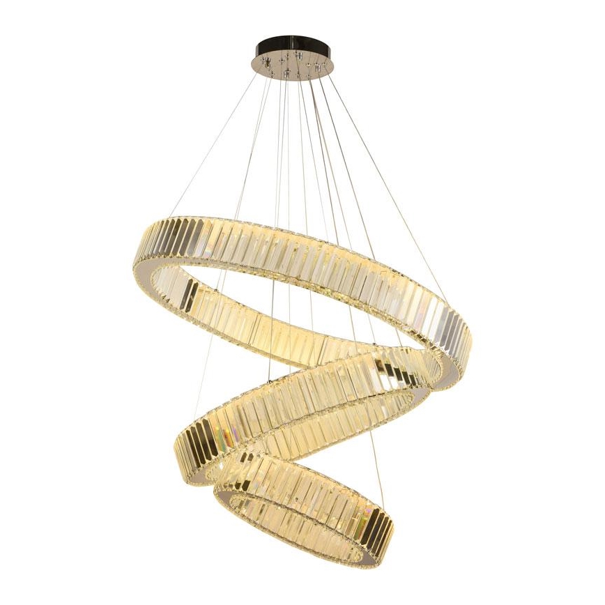 LED Krystalpendel dæmpbar LED/115W/230V 3000-6500K skinnende krom + fjernbetjening