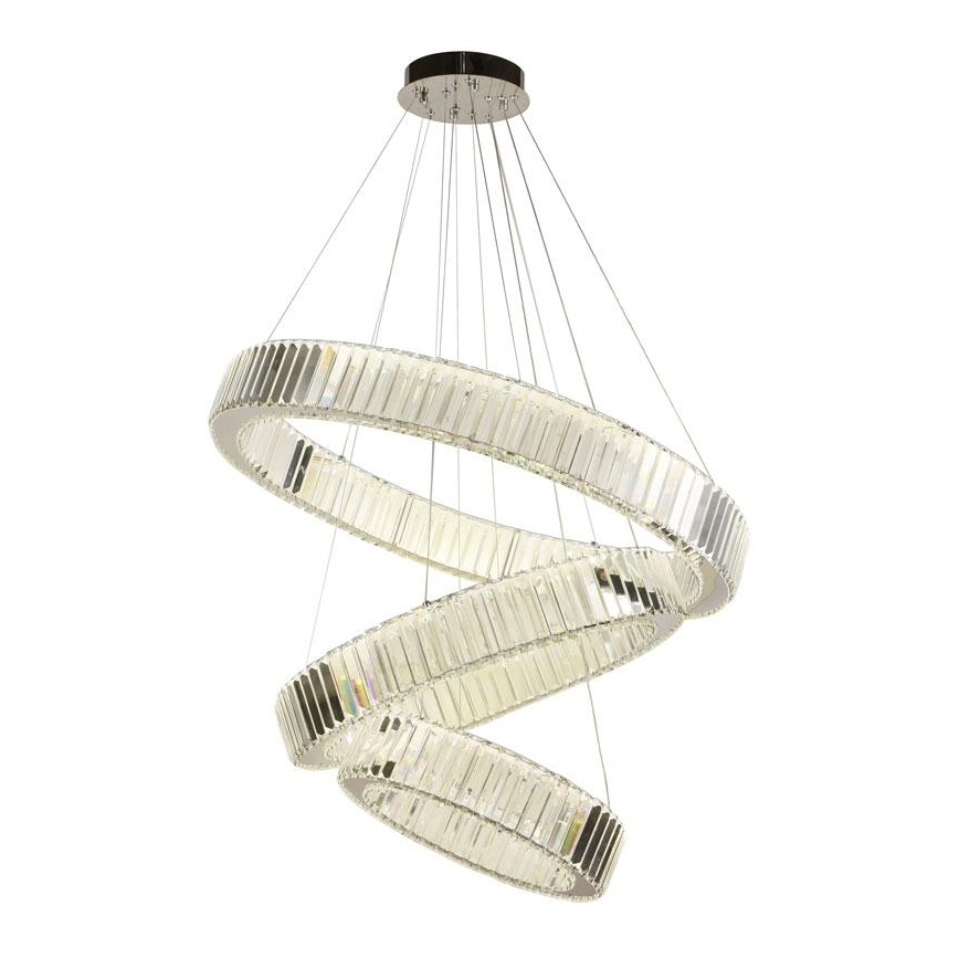 LED Krystalpendel dæmpbar LED/115W/230V 3000-6500K skinnende krom + fjernbetjening