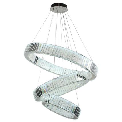 LED Krystalpendel dæmpbar LED/115W/230V 3000-6500K skinnende krom + fjernbetjening