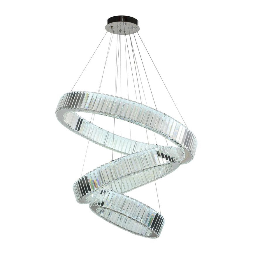 LED Krystalpendel dæmpbar LED/115W/230V 3000-6500K skinnende krom + fjernbetjening