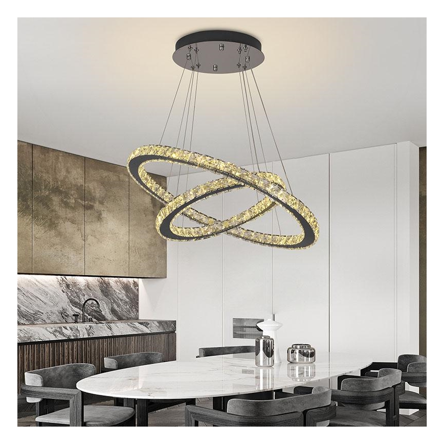LED krystalpendel dæmpbar LED/115W/230V 3000-6500K sølvfarvet + fjernbetjening
