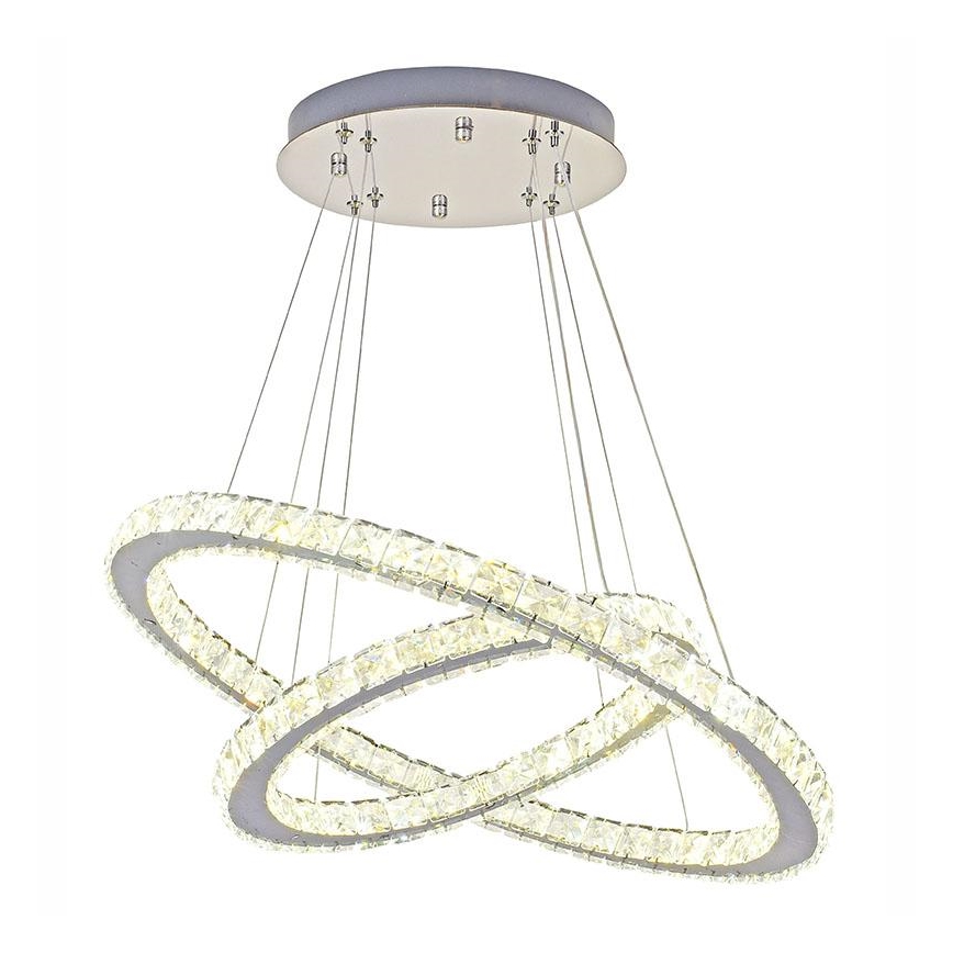 LED krystalpendel dæmpbar LED/115W/230V 3000-6500K sølvfarvet + fjernbetjening