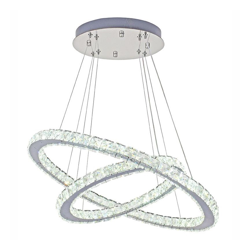 LED krystalpendel dæmpbar LED/115W/230V 3000-6500K sølvfarvet + fjernbetjening