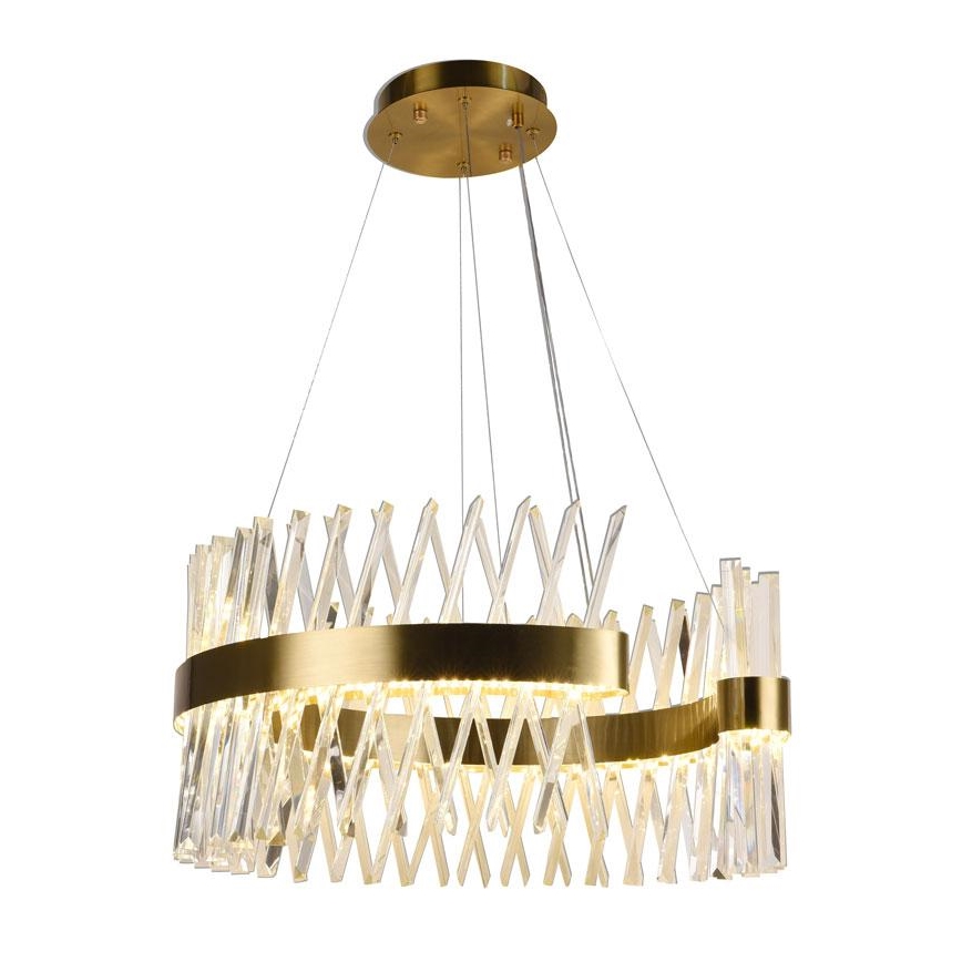 LED krystalpendel dæmpbar LED/130W/230V 3000-6500K guldfarvet + fjernbetjening