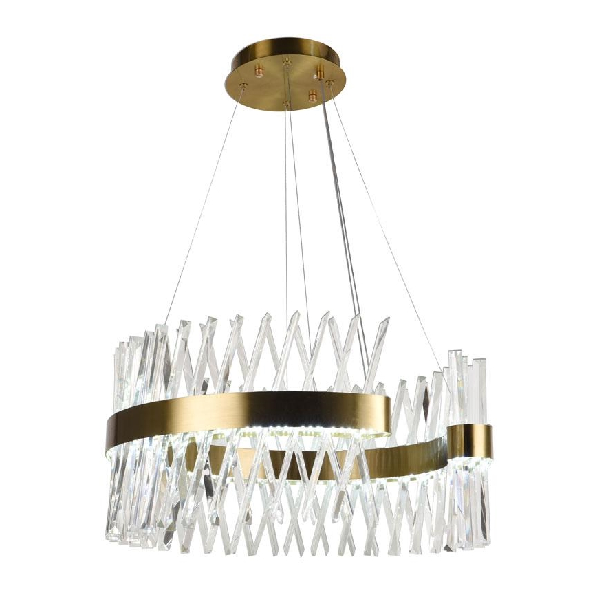LED krystalpendel dæmpbar LED/130W/230V 3000-6500K guldfarvet + fjernbetjening