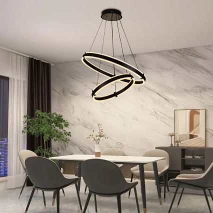 LED pendel dæmpbar LED/140W/230V 3000-6500K diameter 60 cm + fjernbetjening