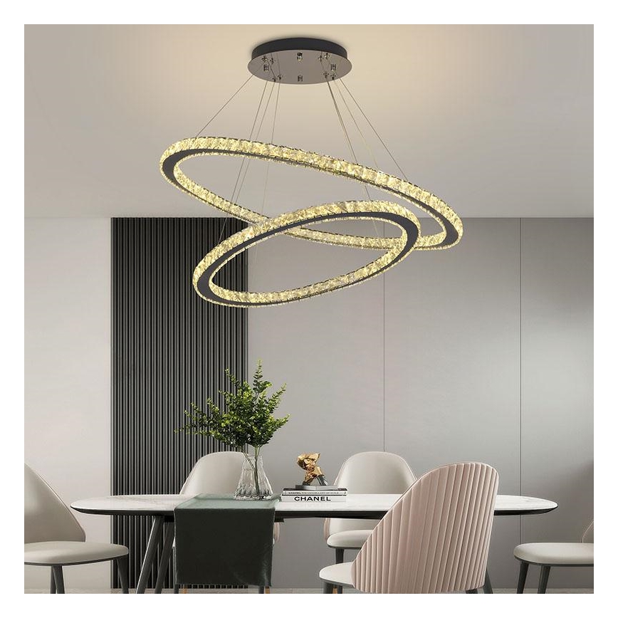 LED krystalpendel dæmpbar LED/160W/230V 3000-6500K sølvfarvet + fjernbetjening