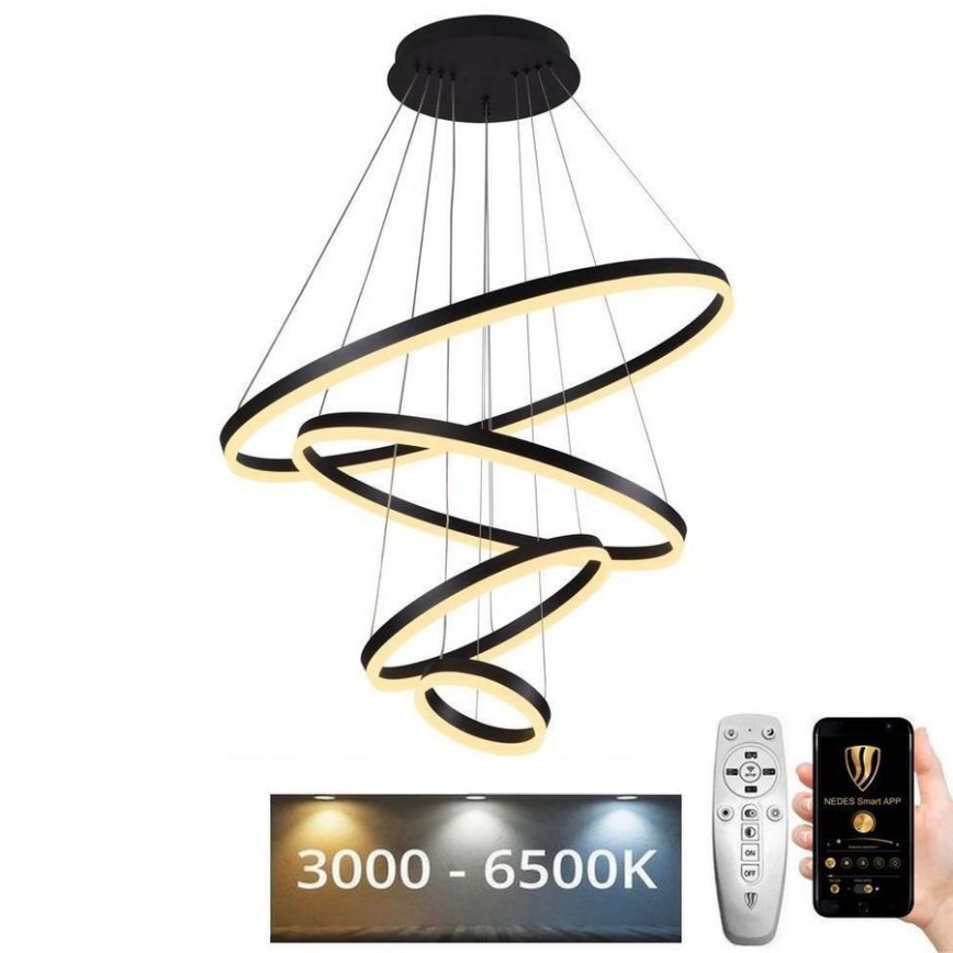 LED pendel dæmpbar LED/165W/230V 3000-6500K diameter 80 cm + fjernbetjening