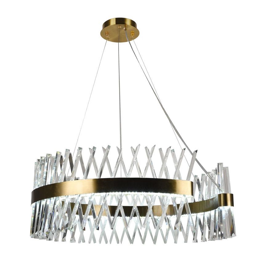 LED krystalpendel dæmpbar LED/175W/230V 3000-6500K guldfarvet + fjernbetjening