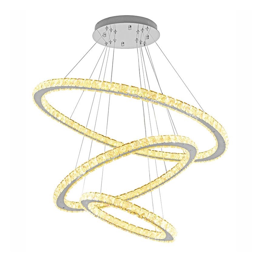 LED Dæmpbar krystal pendel på snor LED/210W/230V 3000-6500K sølvfarvet + fjernbetjening