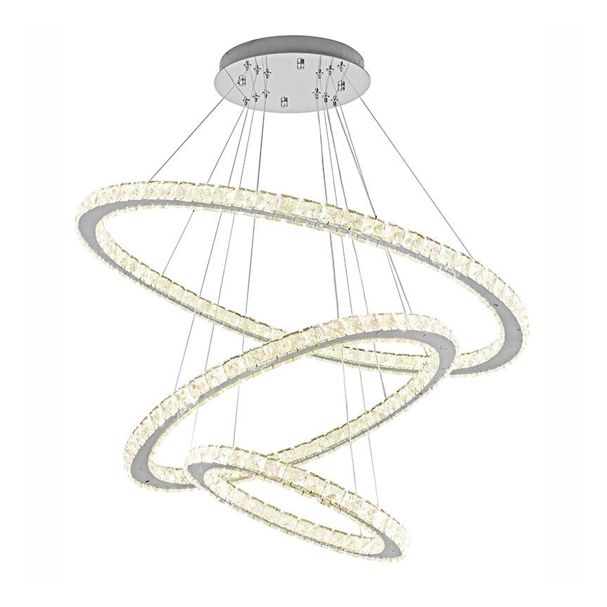 LED Dæmpbar krystal pendel på snor LED/210W/230V 3000-6500K sølvfarvet + fjernbetjening