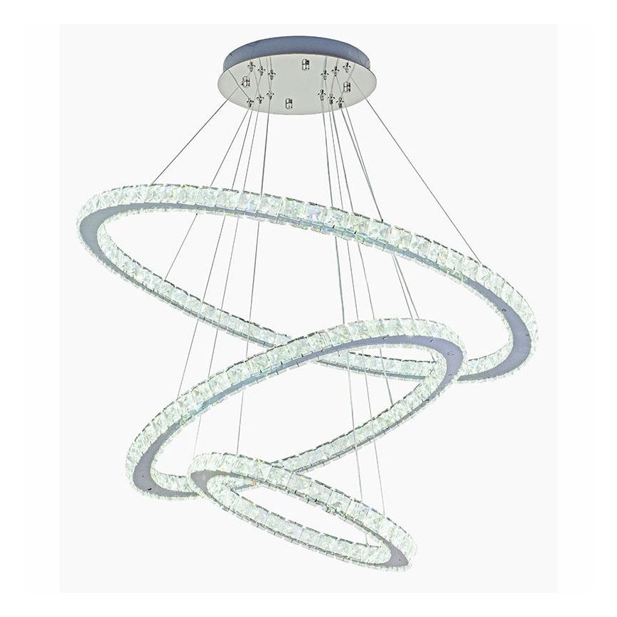LED Dæmpbar krystal pendel på snor LED/210W/230V 3000-6500K sølvfarvet + fjernbetjening