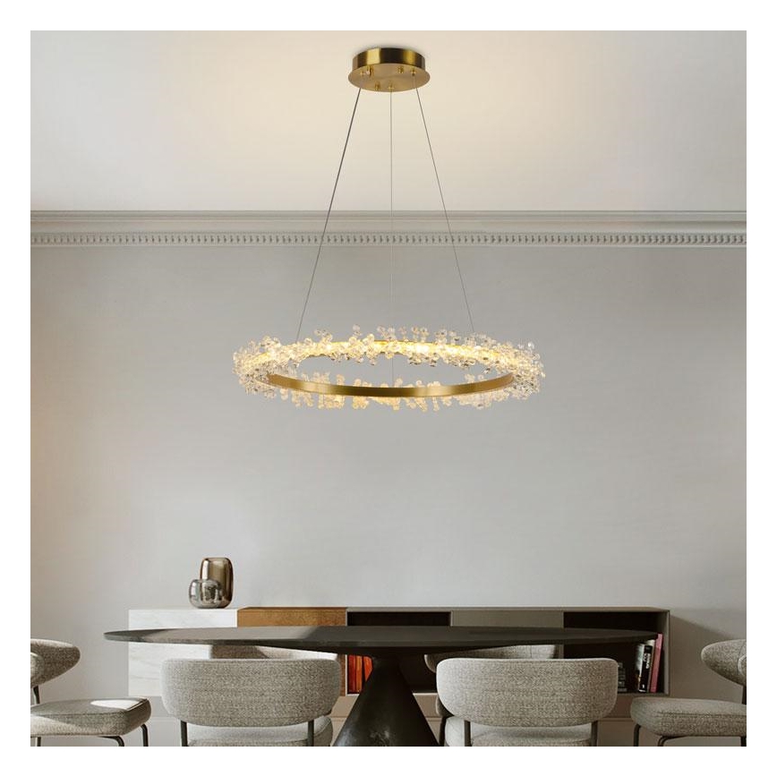 LED krystalpendel dæmpbar LED/40W/230V 3000-6500K guldfarvet + fjernbetjening