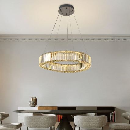 LED Krystalpendel dæmpbar LED/40W/230V 3000-6500K skinnende krom + fjernbetjening