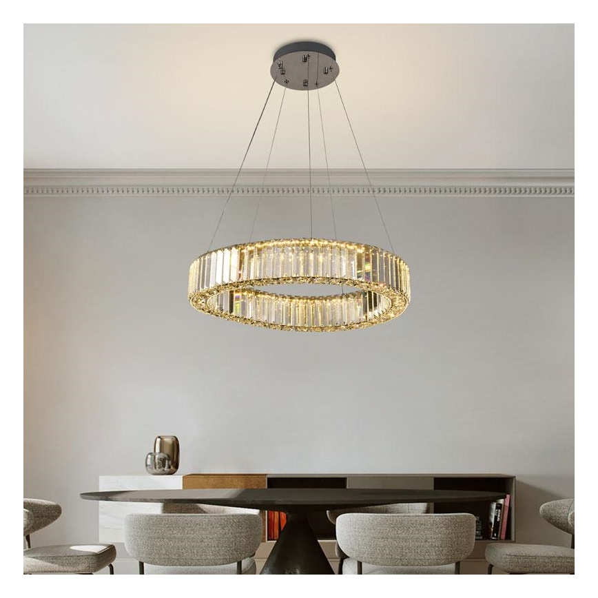 LED Krystalpendel dæmpbar LED/40W/230V 3000-6500K skinnende krom + fjernbetjening