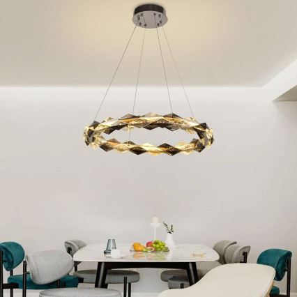 LED Krystalpendel dæmpbar LED/40W/230V 3000-6500K skinnende krom + fjernbetjening