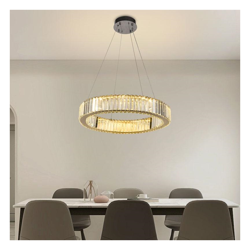LED Krystalpendel dæmpbar LED/40W/230V 3000-6500K skinnende krom + fjernbetjening