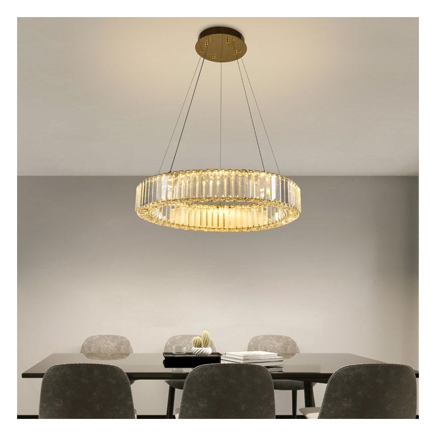 LED krystalpendel dæmpbar LED/40W/230V 3000-6500K krom/guldfarvet + fjernbetjening