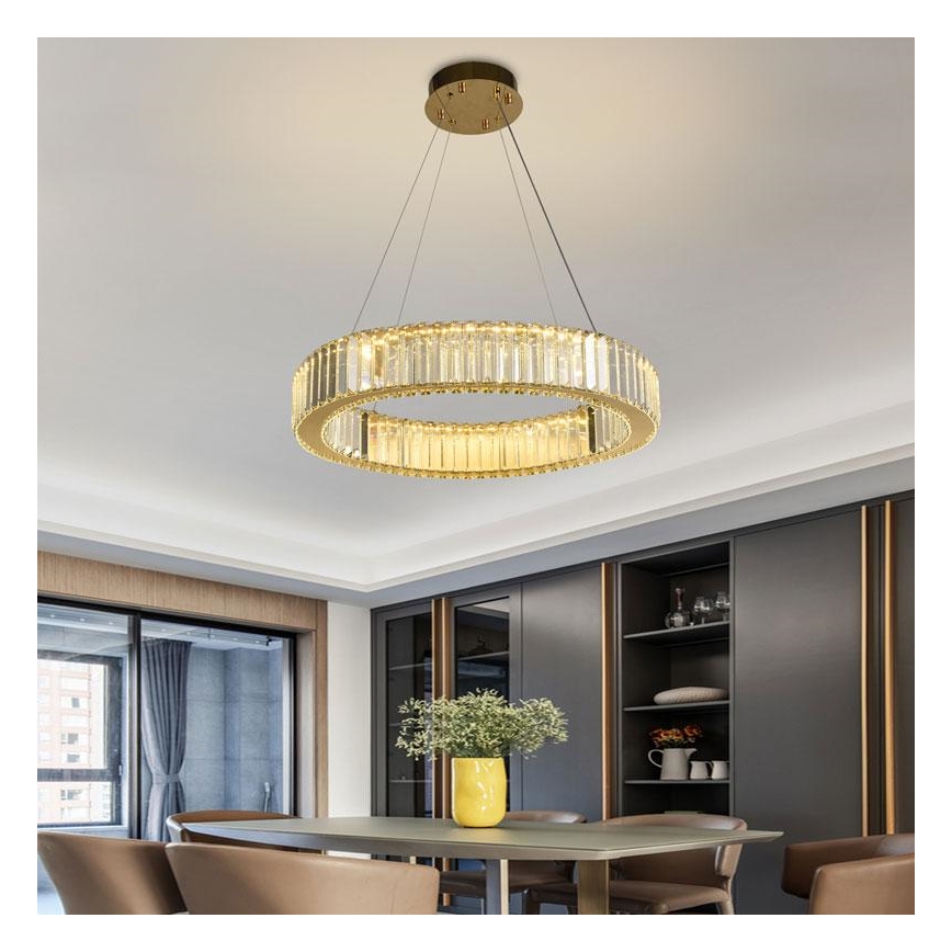 LED krystalpendel dæmpbar LED/40W/230V 3000-6500K krom/guldfarvet + fjernbetjening
