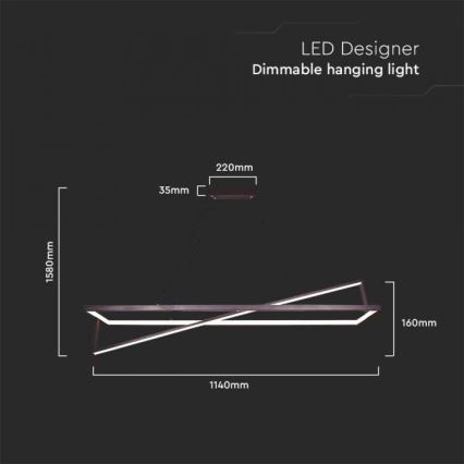 LED pendel dæmpbar LED/45W/230V 3000K 114 cm sort