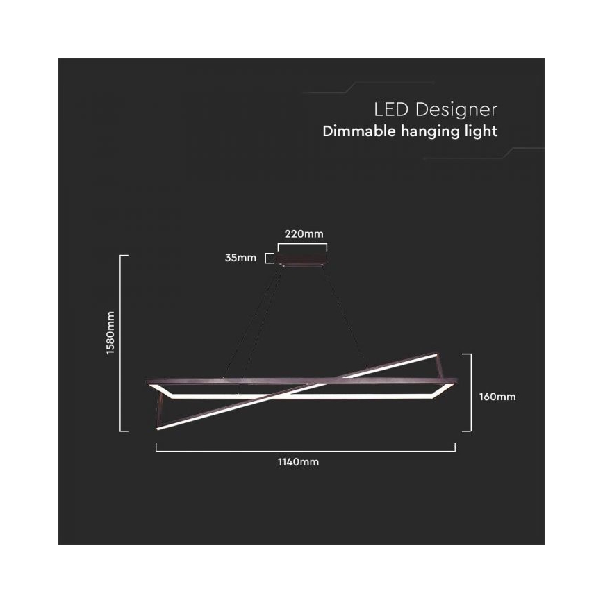 LED pendel dæmpbar LED/45W/230V 3000K 114 cm sort