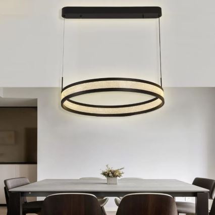 LED pendel dæmpbar LED/45W/230V 3000-6500K diameter 60 cm sort + fjernbetjening