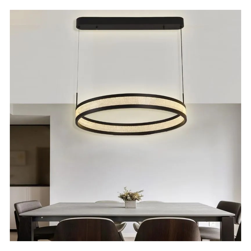 LED pendel dæmpbar LED/45W/230V 3000-6500K diameter 60 cm sort + fjernbetjening