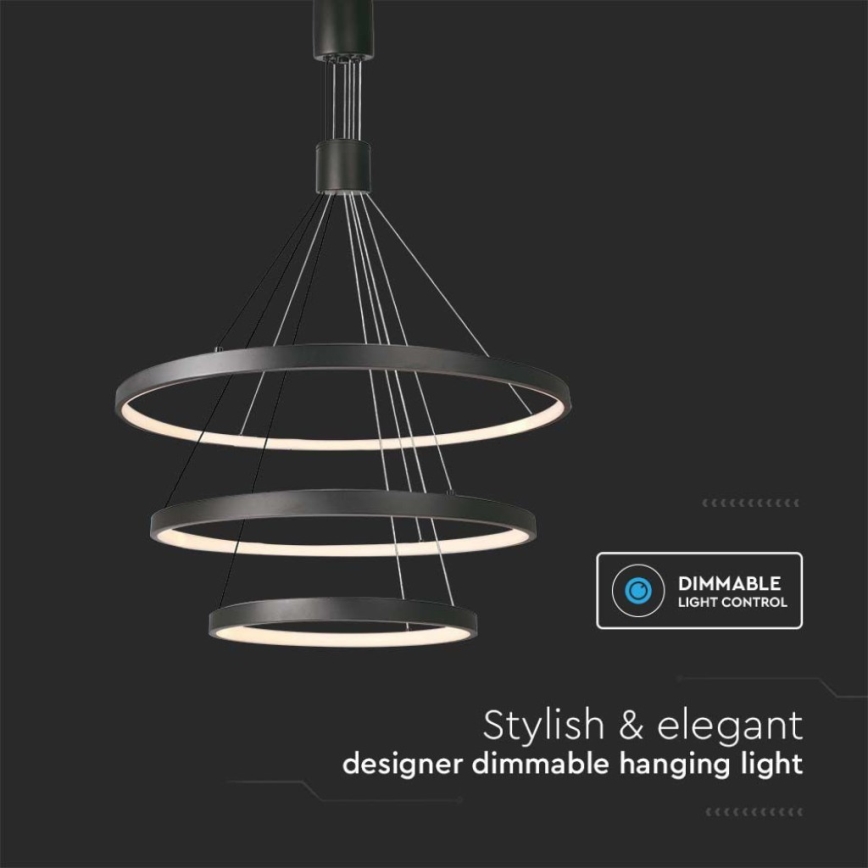 LED pendel dæmpbar LED/46W/230V 3000K sort