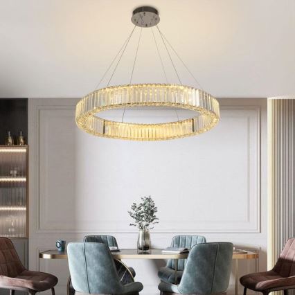 LED Krystalpendel dæmpbar LED/50W/230V 3000-6500K skinnende krom + fjernbetjening