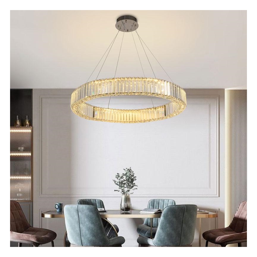 LED Krystalpendel dæmpbar LED/50W/230V 3000-6500K skinnende krom + fjernbetjening