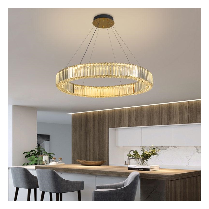 LED krystalpendel dæmpbar LED/50W/230V 3000-6500K krom/guldfarvet + fjernbetjening