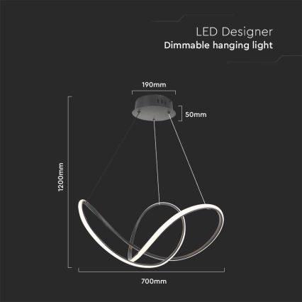 LED pendel dæmpbar LED/50W/230V 3000K sort