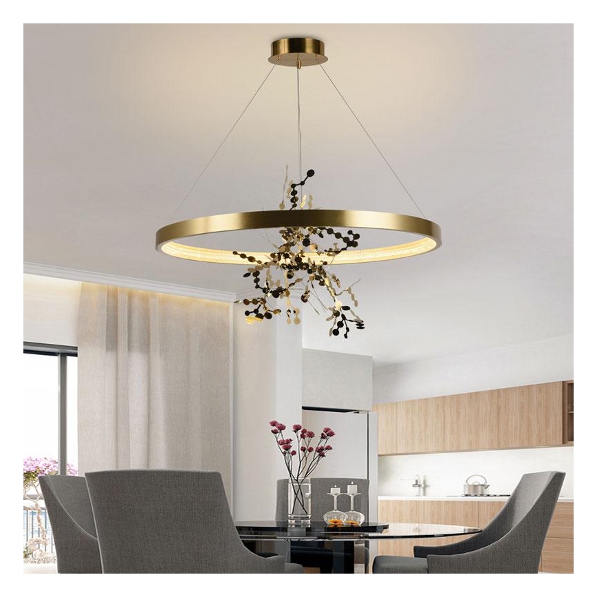 LED pendel dæmpbar LED/55W/230V 3000-6500K guldfarvet + fjernbetjening