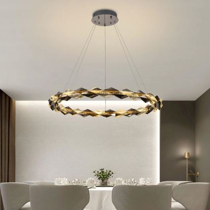 LED Krystalpendel dæmpbar LED/55W/230V 3000-6500K skinnende krom + fjernbetjening