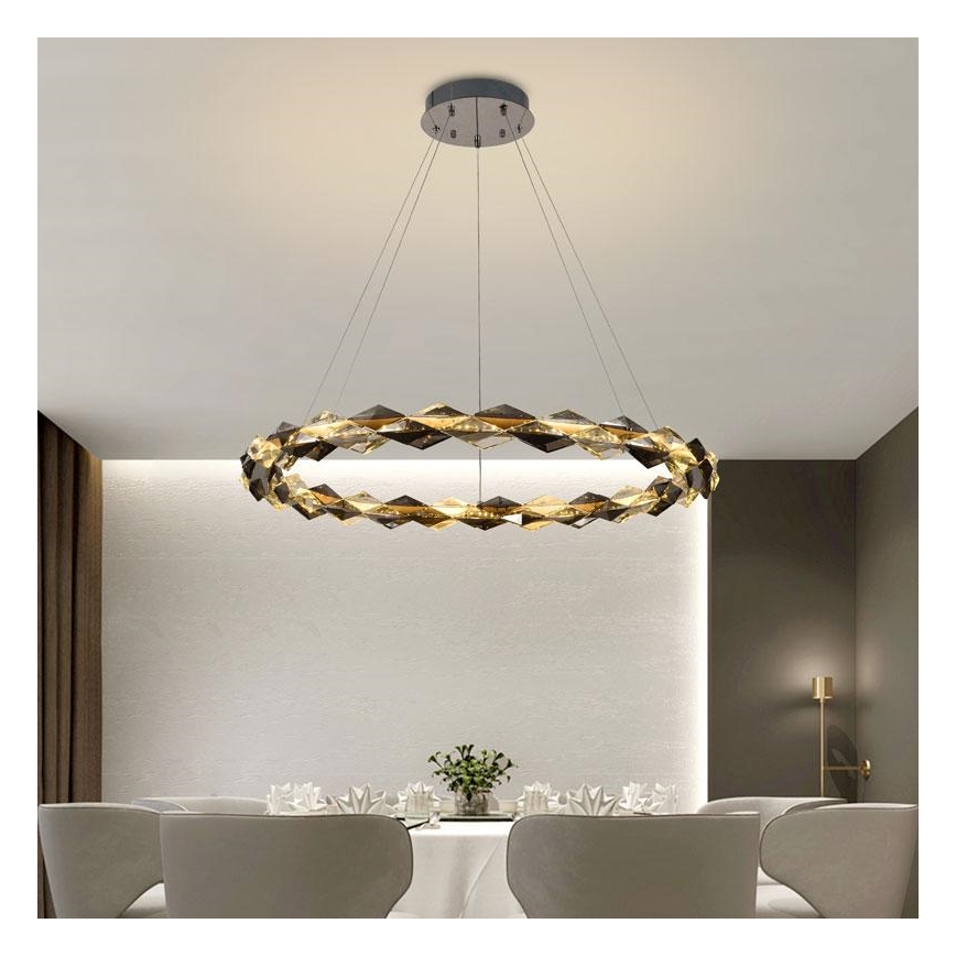 LED Krystalpendel dæmpbar LED/55W/230V 3000-6500K skinnende krom + fjernbetjening