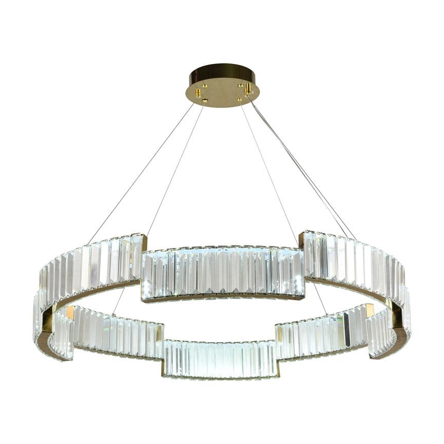 LED krystalpendel dæmpbar LED/60W/230V 3000-6500K guldfarvet + fjernbetjening