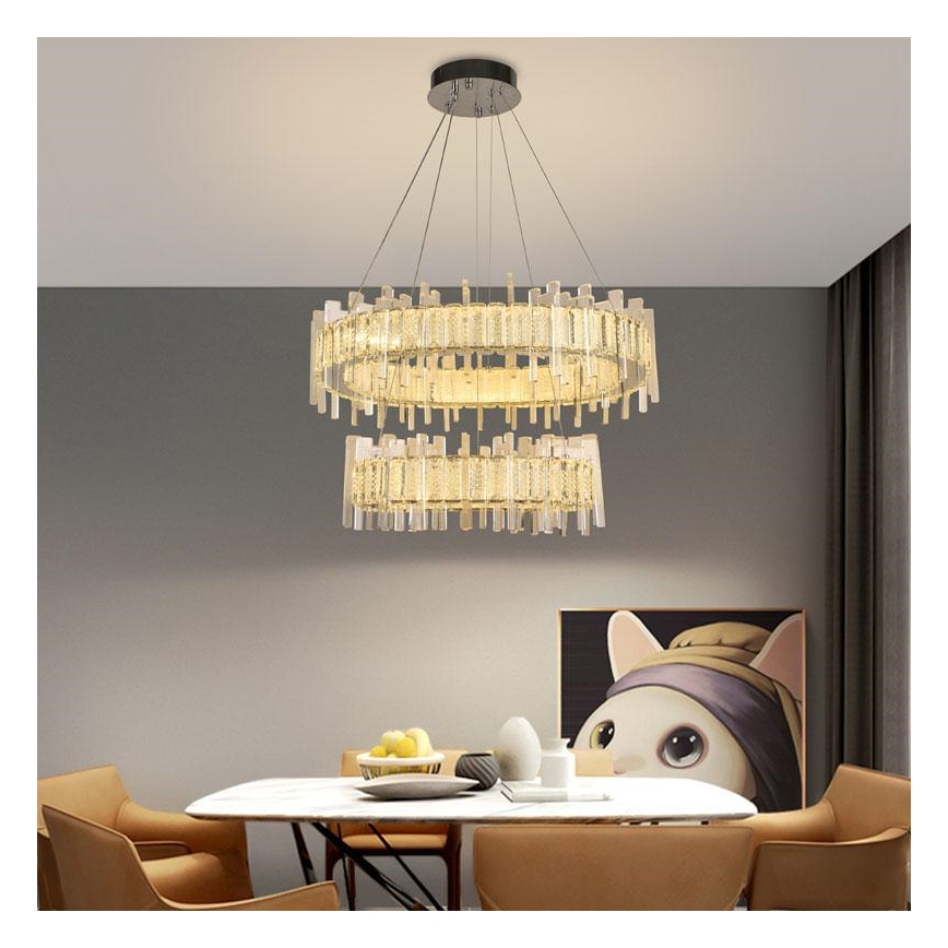 LED Dæmpbar krystal pendel på snor LED/65W/230V 3000-6500K + fjernbetjening