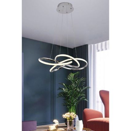 LED pendel dæmpbar LED/65W/230V 3000-6500K diameter 48 cm grå + fjernbetjening