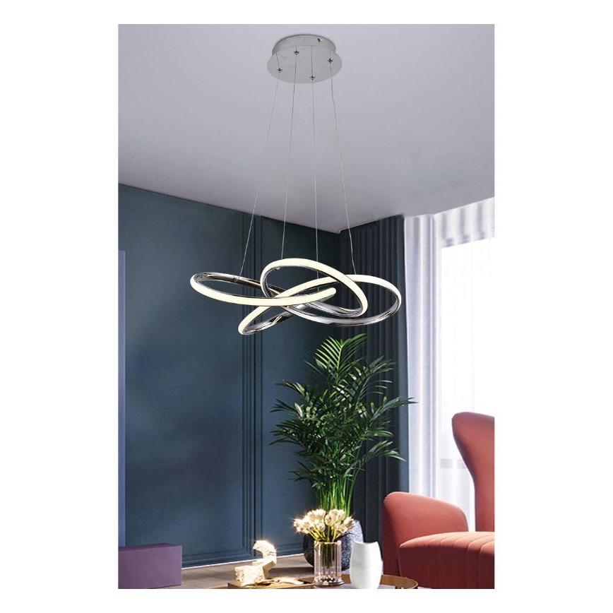 LED pendel dæmpbar LED/65W/230V 3000-6500K diameter 48 cm grå + fjernbetjening