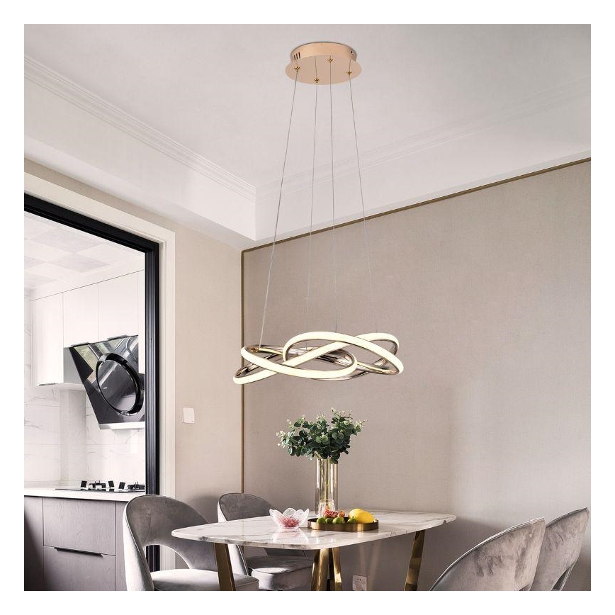 LED pendel dæmpbar LED/65W/230V 3000-6500K guldfarvet + fjernbetjening