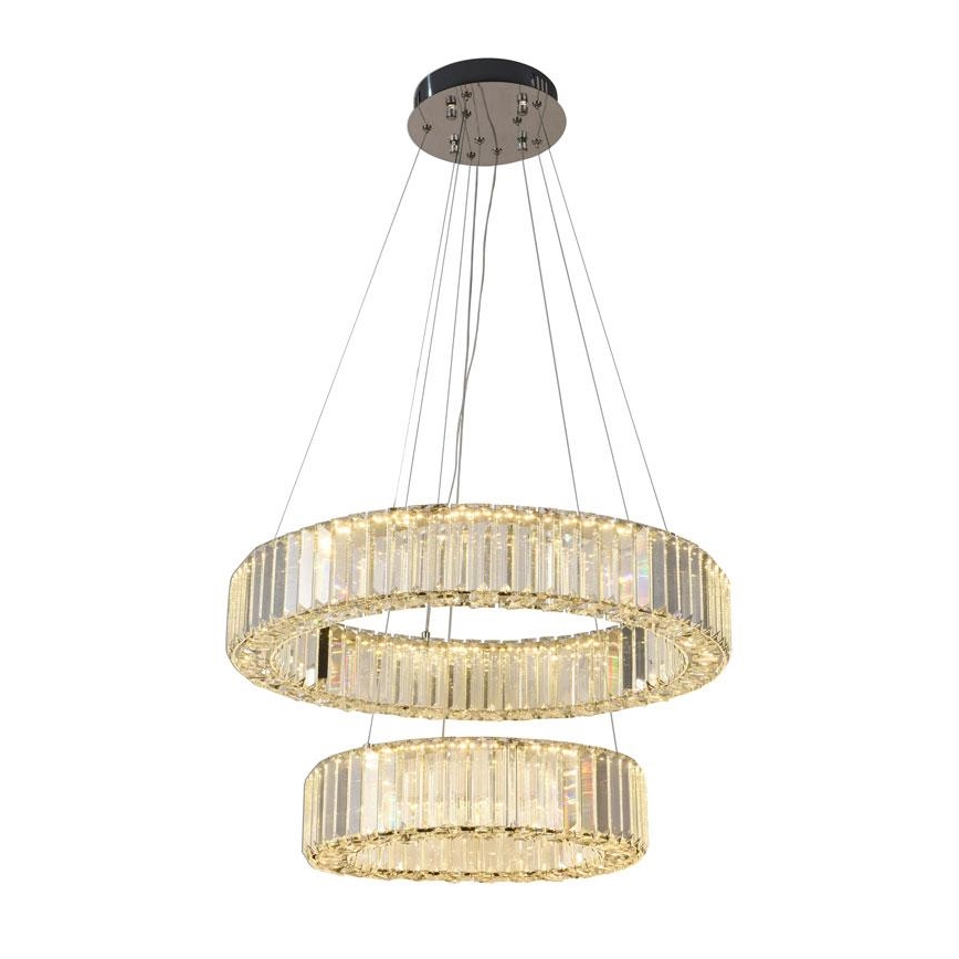 LED Krystalpendel dæmpbar LED/65W/230V 3000-6500K skinnende krom + fjernbetjening