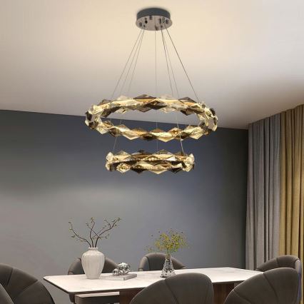 LED Krystalpendel dæmpbar LED/65W/230V 3000-6500K skinnende krom + fjernbetjening