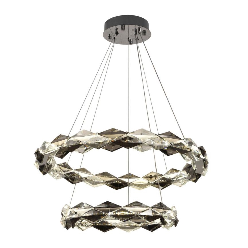 LED Krystalpendel dæmpbar LED/65W/230V 3000-6500K skinnende krom + fjernbetjening