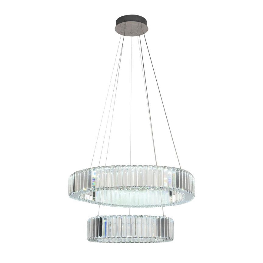 LED Krystalpendel dæmpbar LED/65W/230V 3000-6500K skinnende krom + fjernbetjening
